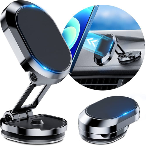 Magnetic Car Mobile Holder | 360° Adjustable Rotatable Foldable Retractable Grip Hands-Free Suction Cup | Cell Phone Stand with Strong Grip Shockproof