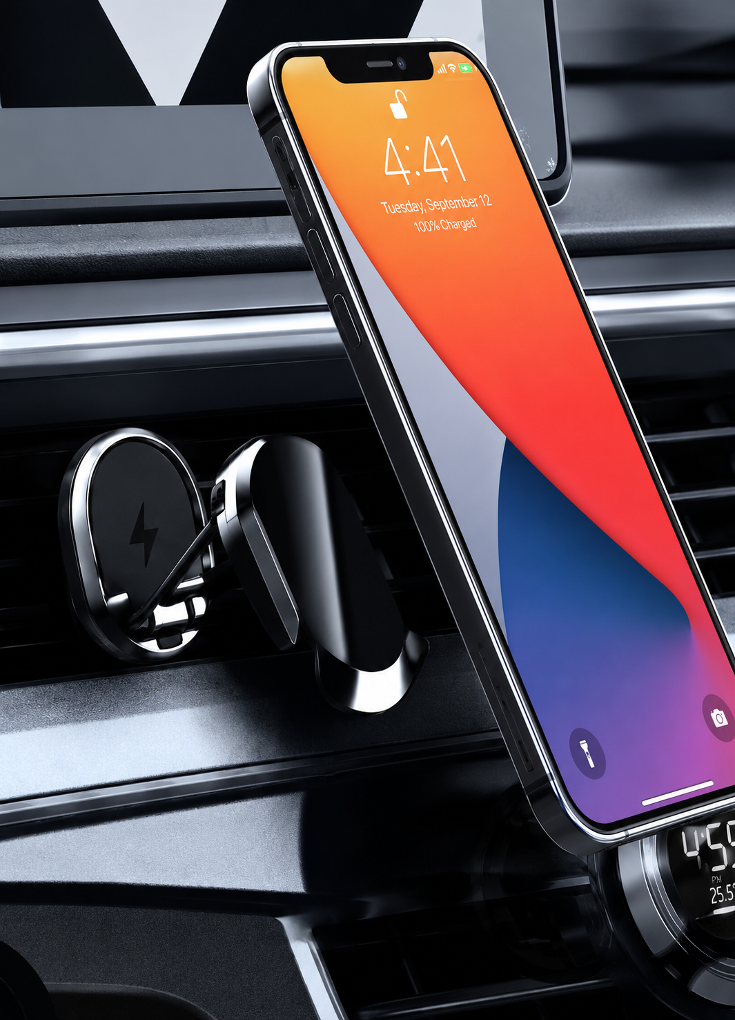 Magnetic Car Mobile Holder | 360° Adjustable Rotatable Foldable Retractable Grip Hands-Free Suction Cup | Cell Phone Stand with Strong Grip Shockproof