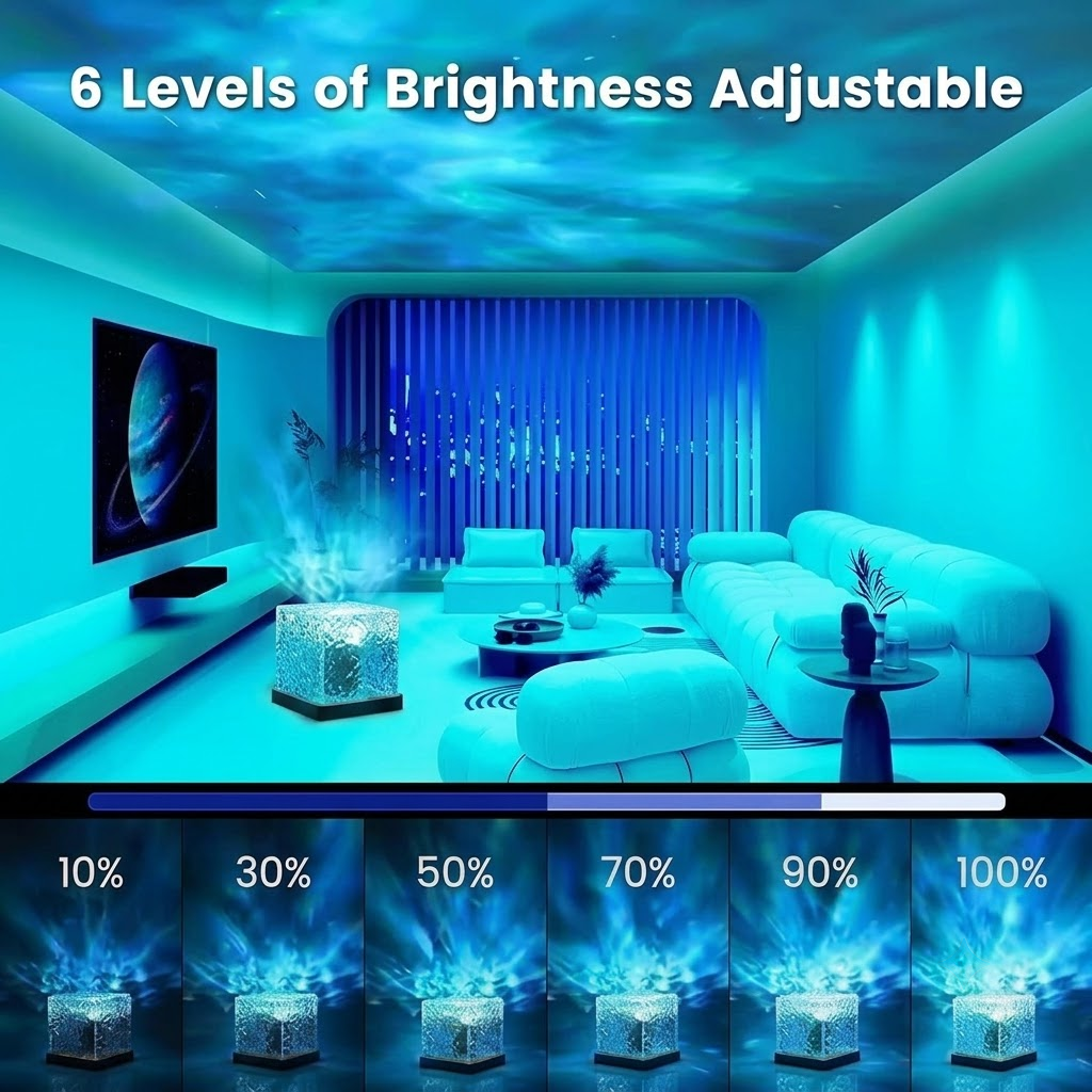 3D Water Wave Effect Crystal Table Lamp with Remote Control