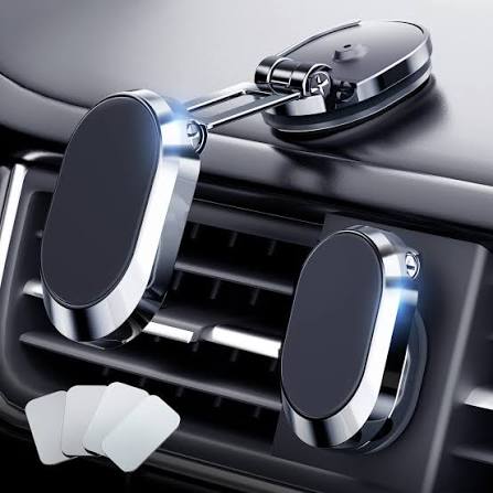 Magnetic Car Mobile Holder | 360° Adjustable Rotatable Foldable Retractable Grip Hands-Free Suction Cup | Cell Phone Stand with Strong Grip Shockproof