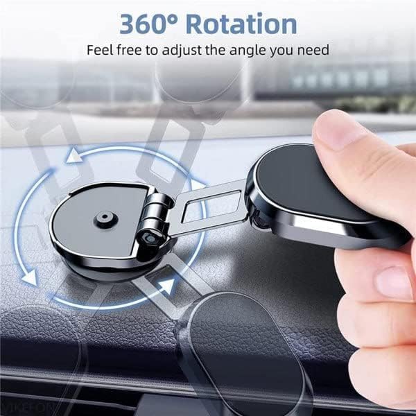 Magnetic Car Mobile Holder | 360° Adjustable Rotatable Foldable Retractable Grip Hands-Free Suction Cup | Cell Phone Stand with Strong Grip Shockproof