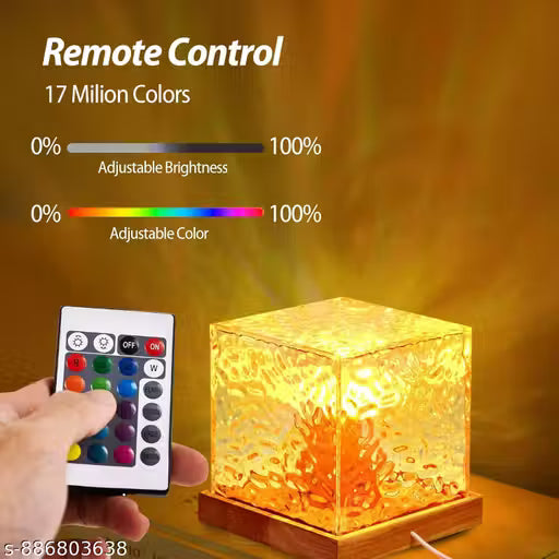 3D Water Wave Effect Crystal Table Lamp with Remote Control
