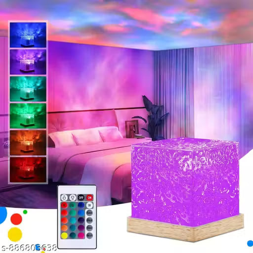 3D Water Wave Effect Crystal Table Lamp with Remote Control