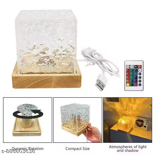3D Water Wave Effect Crystal Table Lamp with Remote Control