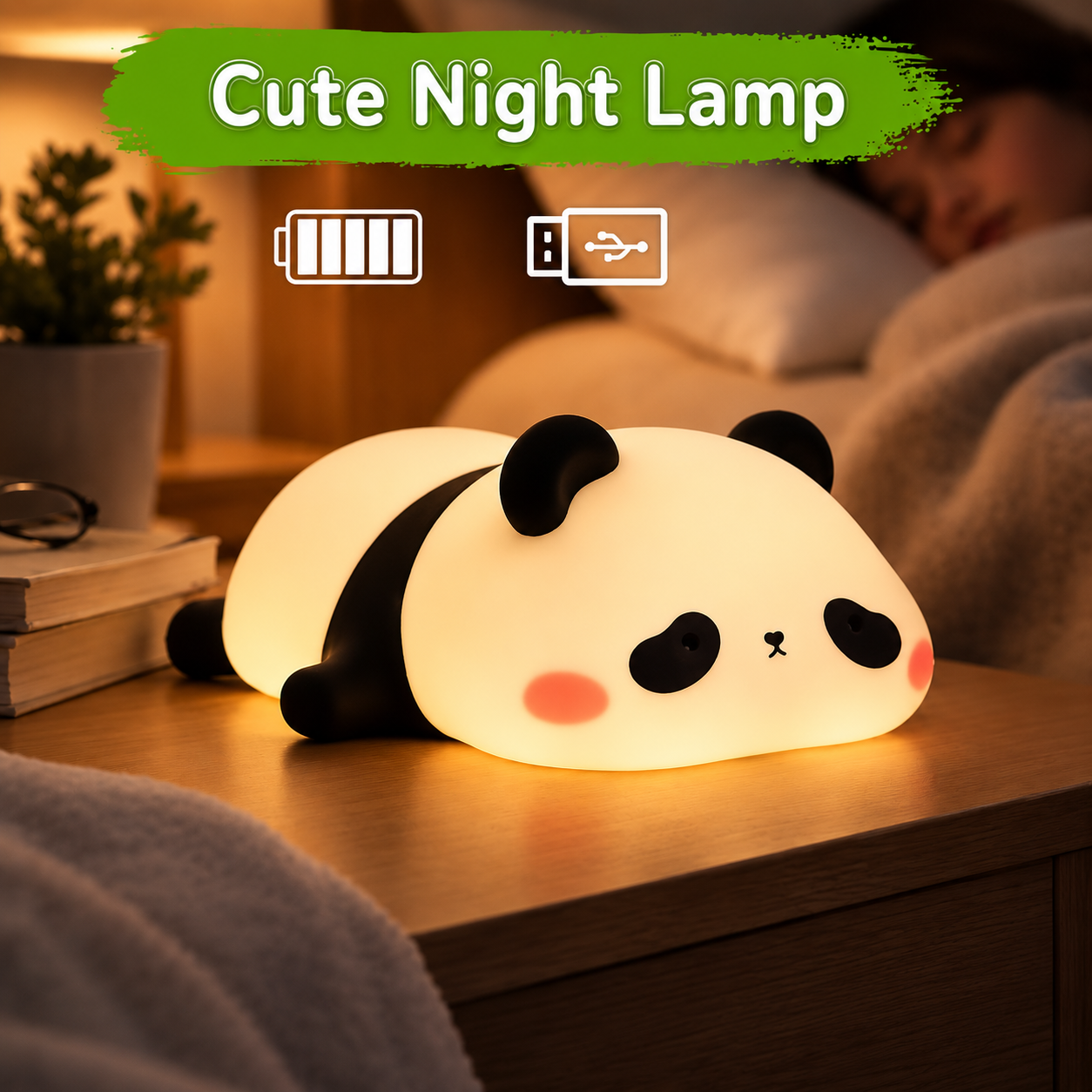 Lazy Panda Silicone Night Light | Cute Animal LED Lamp