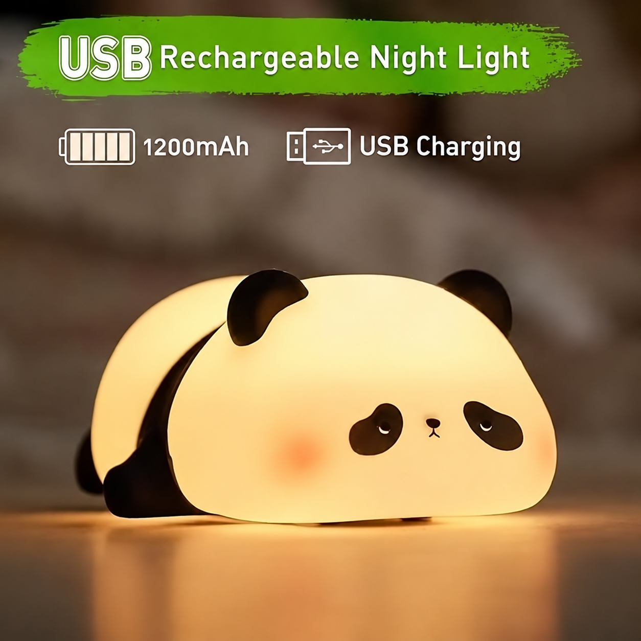 Lazy Panda Silicone Night Light | Cute Animal LED Lamp