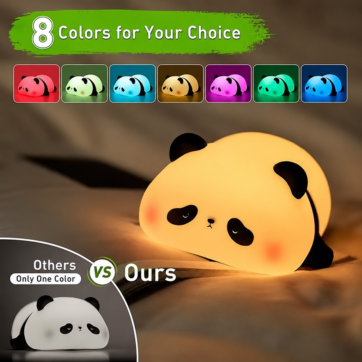 Lazy Panda Silicone Night Light | Cute Animal LED Lamp